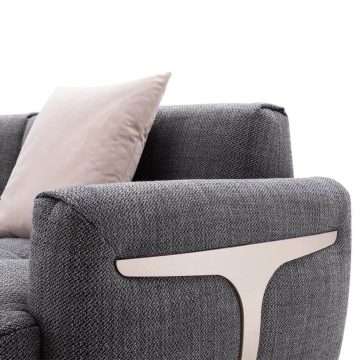 Side view of Cozy Cradle KS24 custom sofa with cotton-linen upholstery – modern and comfortable design featuring plush cushions and clean lines