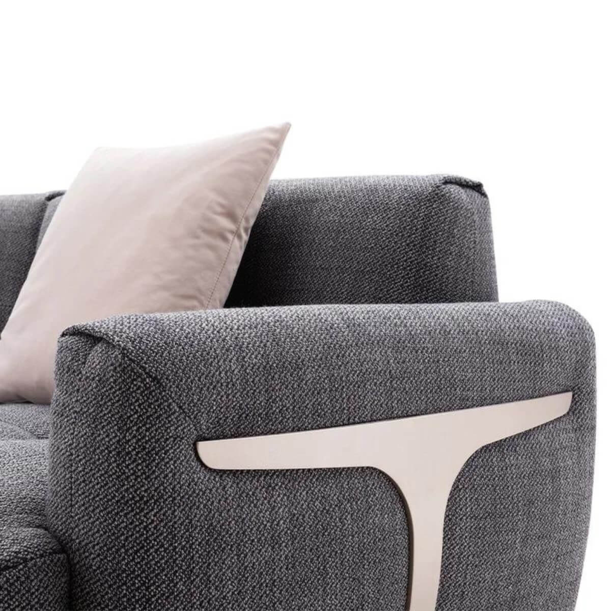 Side view of Cozy Cradle KS24 custom sofa with cotton-linen upholstery – modern and comfortable design featuring plush cushions and clean lines