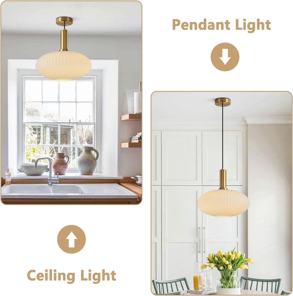 30 cm cozy glow pendant light with matte gold shade, perfect for kitchen ambiance.