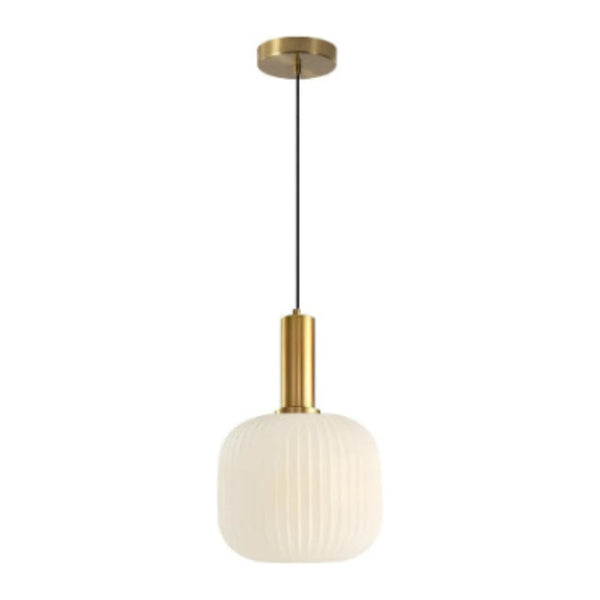Cozy glow gold pendant light illuminating a warm and inviting space.