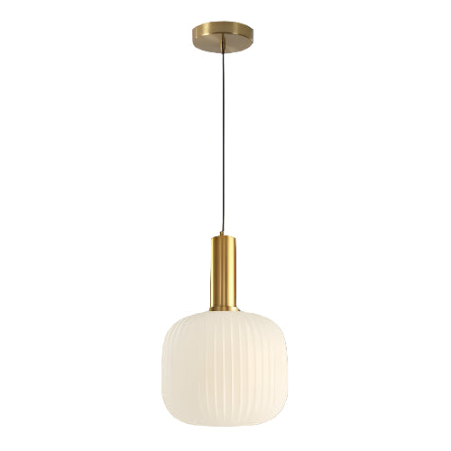  Cozy glow of a gold pendant light adding warmth and elegance to any interior space.