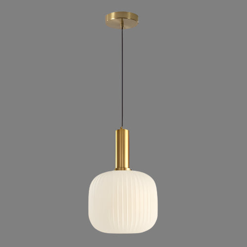  Cozy glow of a gold pendant light adding warmth and elegance to any interior space.