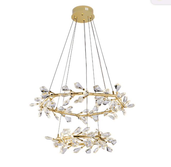 Crystal Bloom double ring chandelier – luxurious ceiling light with layered crystal rings and radiant sparkle.