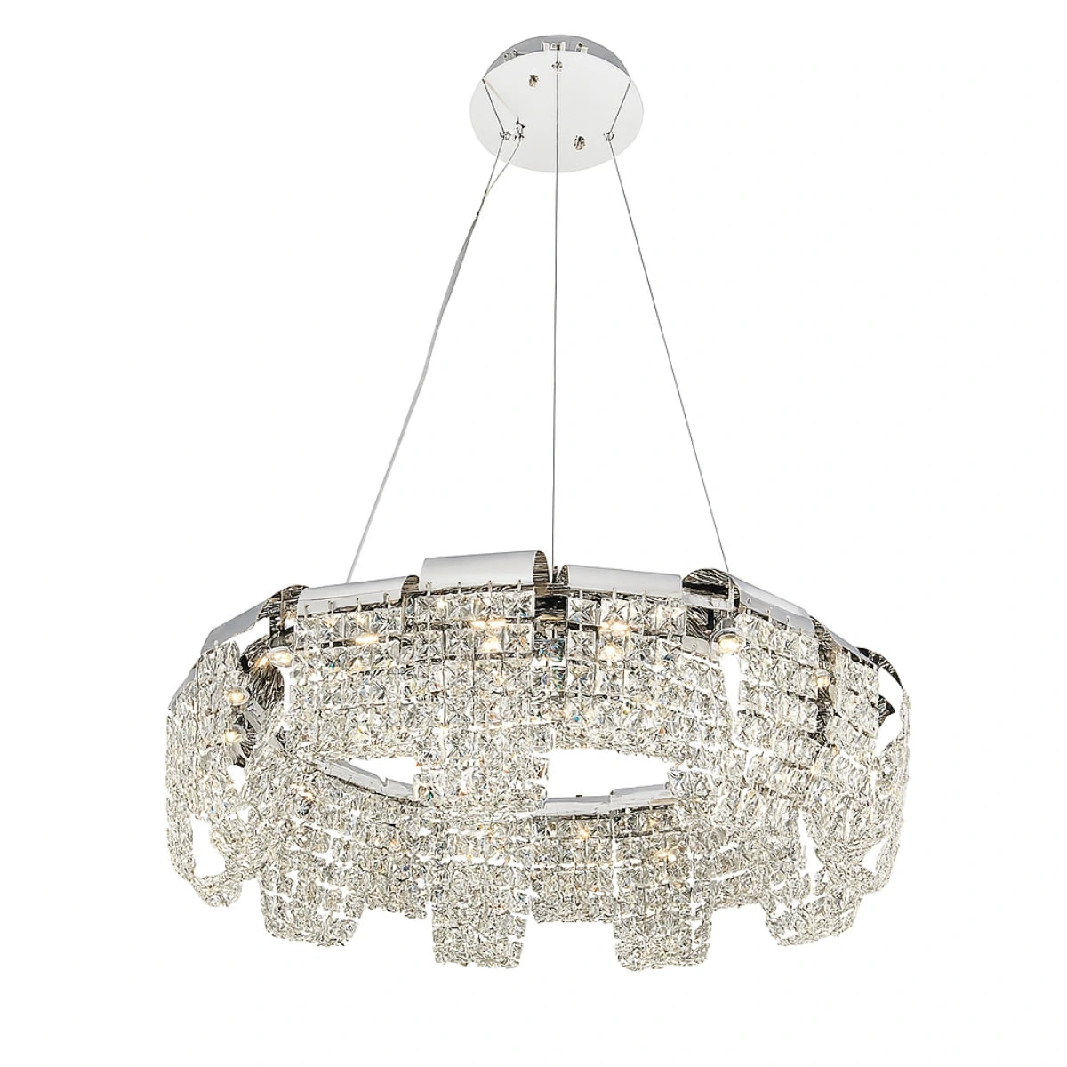 Crystal Cascade white chandelier, a luxurious and elegant lighting fixture for sophisticated interiors.