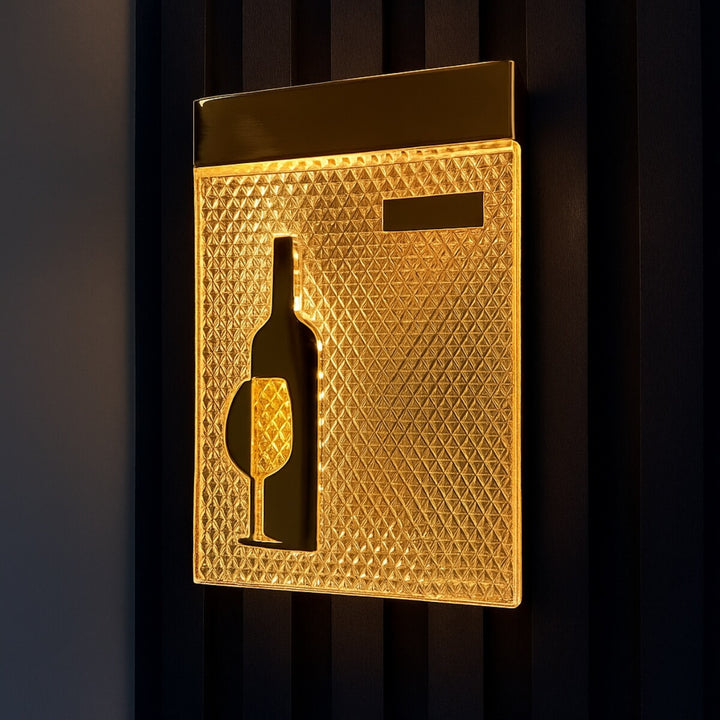 Crystal Vino wall light with warm light on – showcasing crystal detailing and cozy ambient illumination.