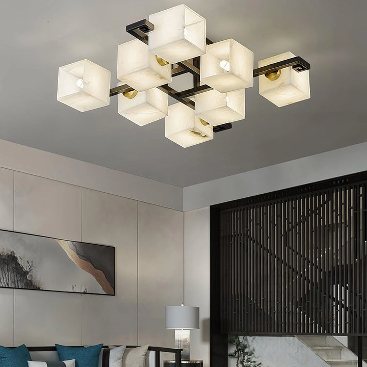 Cubist Alabaster Cluster ceiling lamp modern interior view