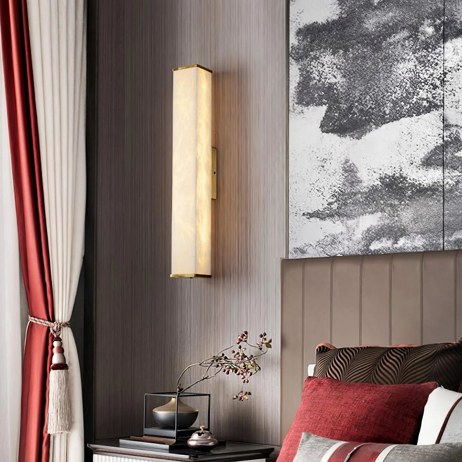 Elegant cuboid alabaster wall lamp for contemporary home lighting