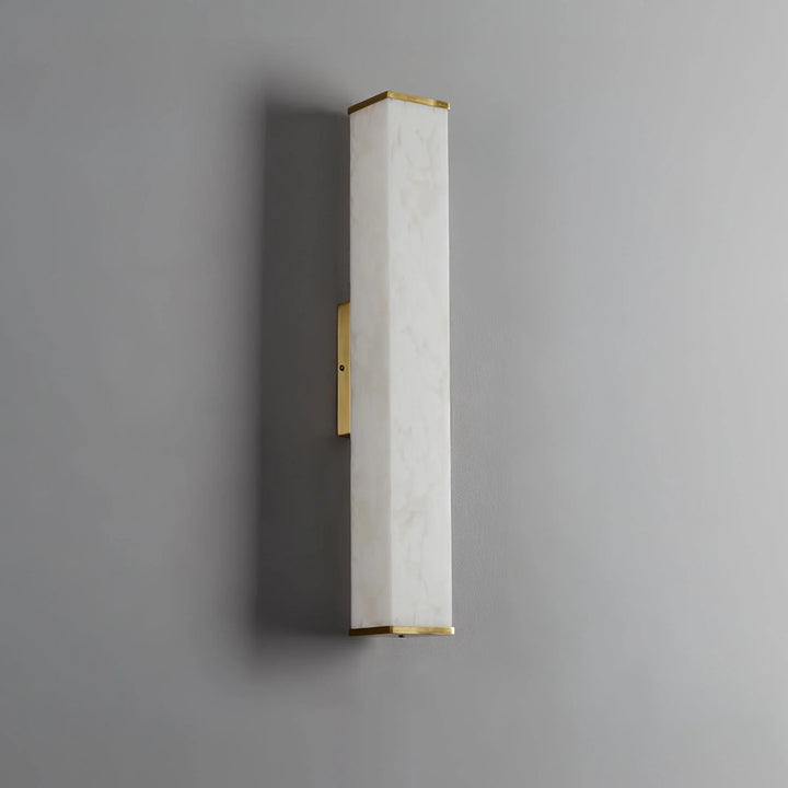 Elegant cuboid alabaster wall lamp side view for stylish interiors