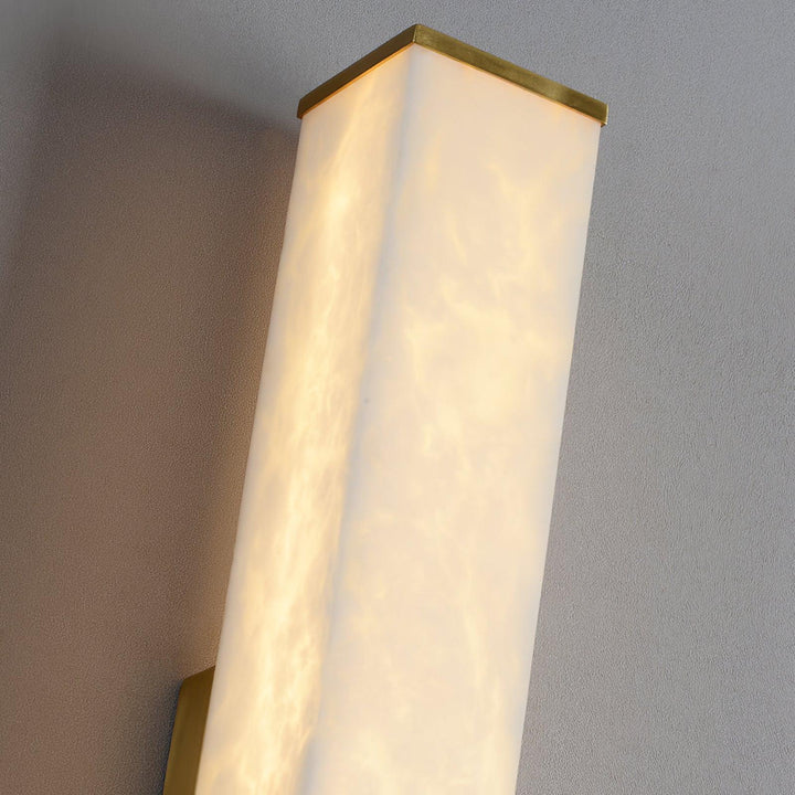 Elegant cuboid alabaster wall lamp front view for stylish interiors