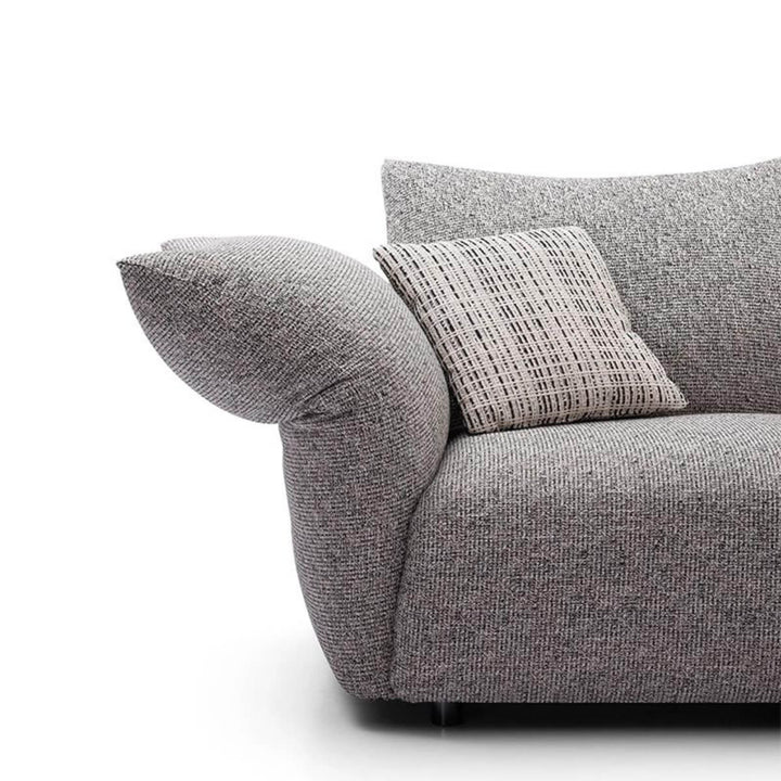 Left side view of Cushy Cocoon KS31 sofa with luxurious chenille upholstery – modern design featuring plush cushions and elegant contours