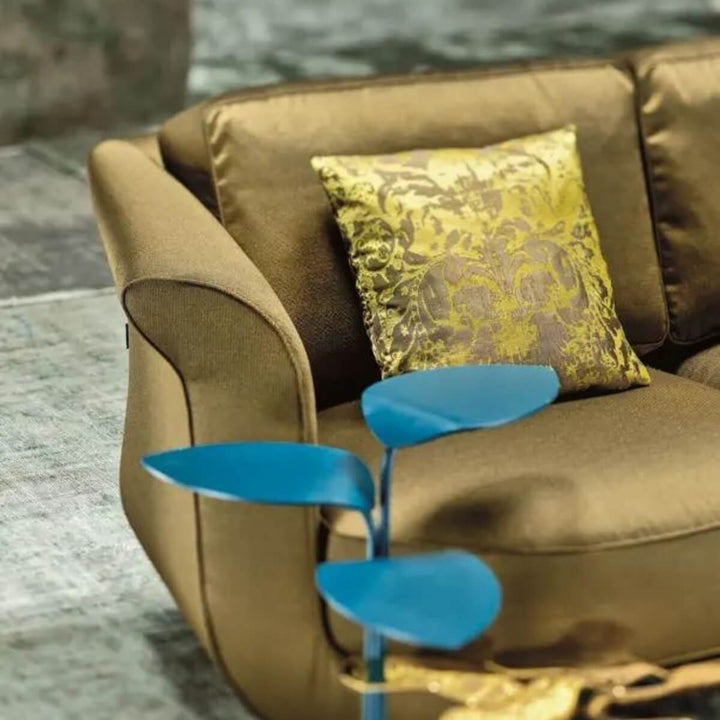 Fabric detail view of custom-made AquaFusion sofa with elegant cotton linen material
