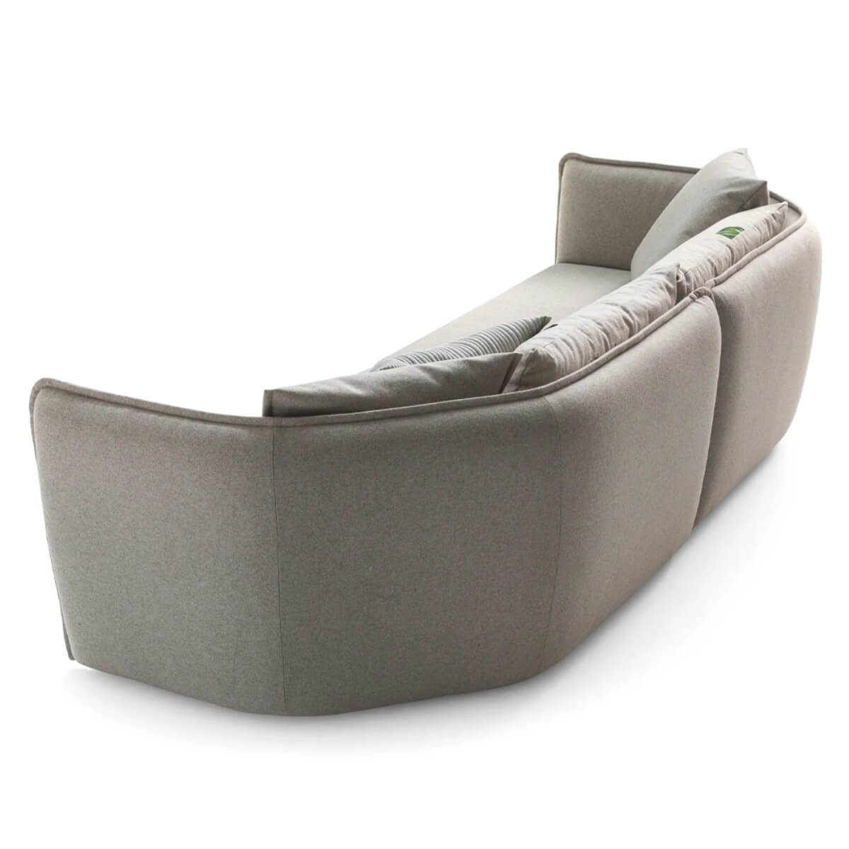 Elegant and cozy Astral Arc sofa with cotton linen fabric, shown from the back