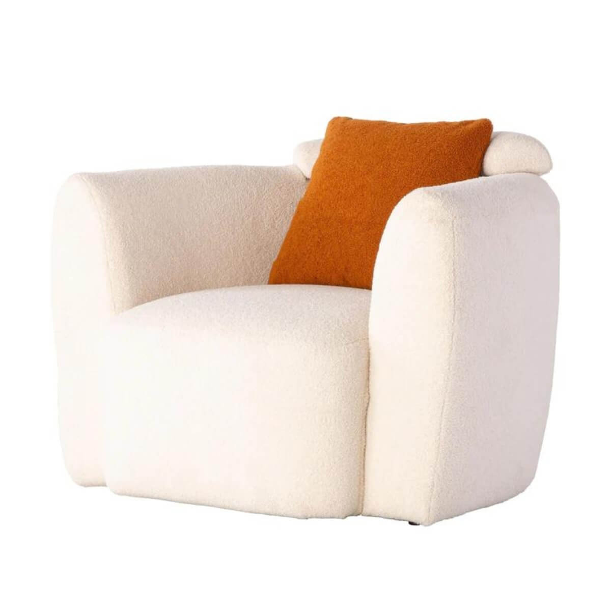 Right-side angled view of custom Astral Ascent sofa with cotton linen upholstery