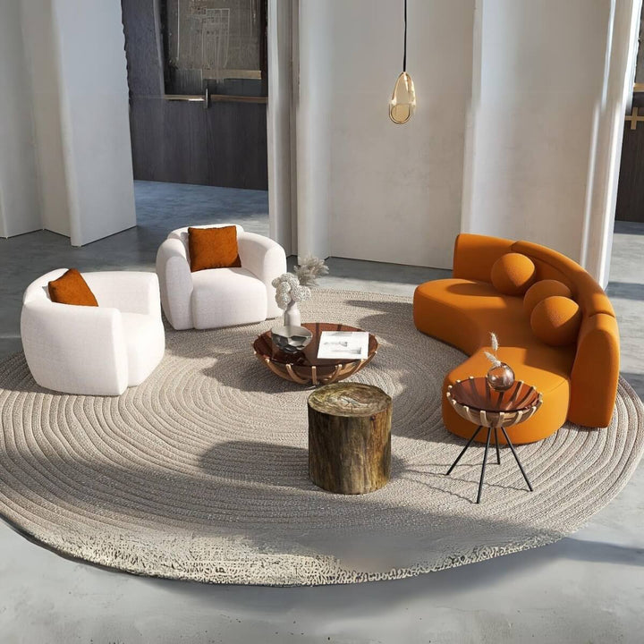 Custom Astral Ascent sofa with soft cotton linen upholstery in a modern silhouette