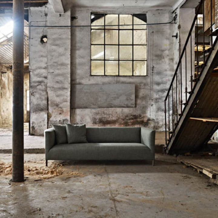Modern custom-made Aurora Alcove Dreamy Sofa featuring cozy fabric and sculpted silhouette