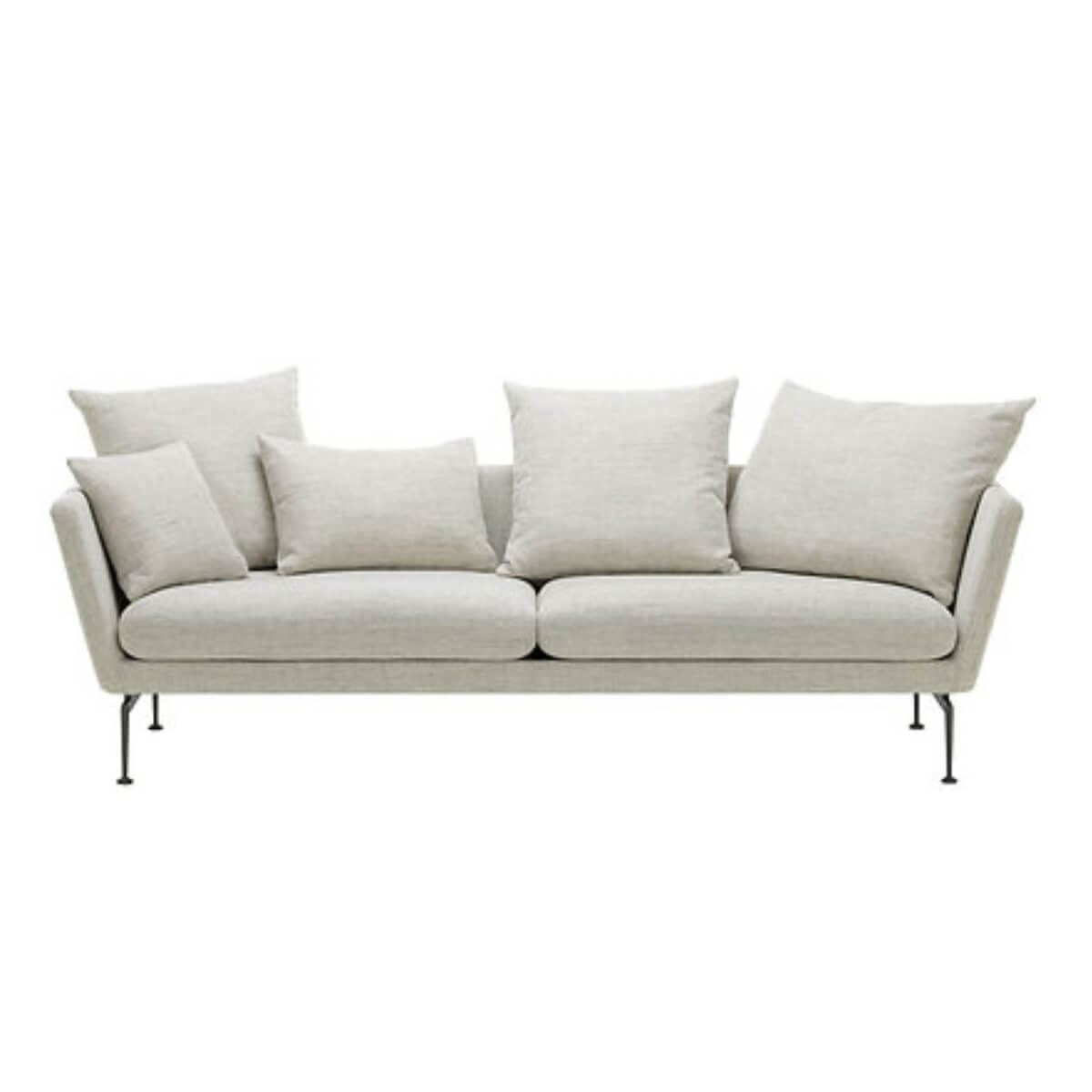 Aurora Alcove custom sofa in soft cotton linen fabric with contemporary styling