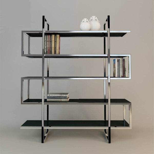 Custom Book Haven bookshelf with black glass shelves – modern design featuring sleek lines and sturdy frame for stylish book storage