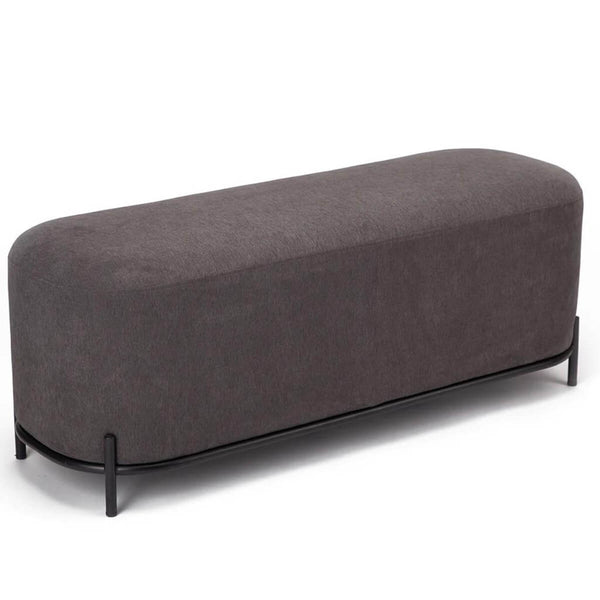 Side view of Custom Chic Chamber cotton linen bench – showcasing textured cotton-linen fabric upholstery and minimalist modern frame for stylish bedroom or living room seating