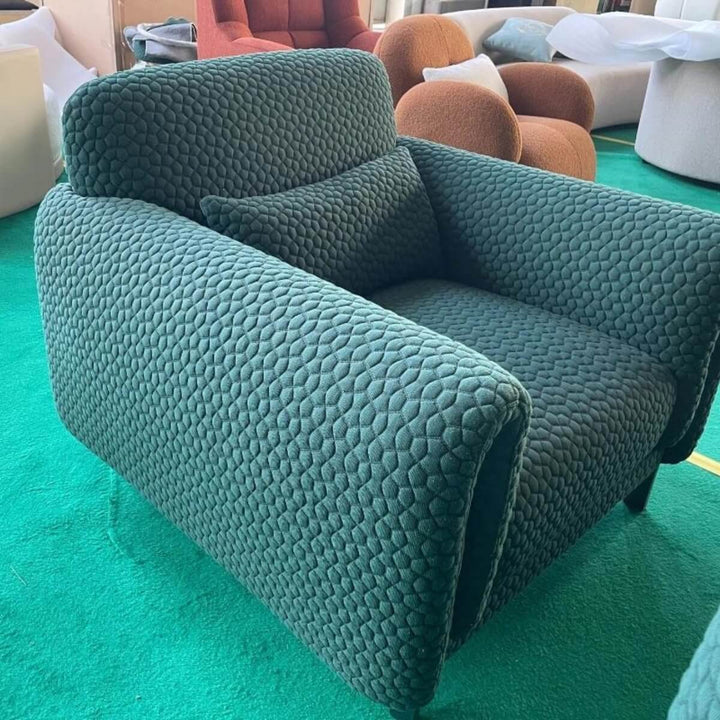 Left side view of custom Chic Chateau KS06 one-seater luxury chair – featuring plush upholstery and sophisticated design