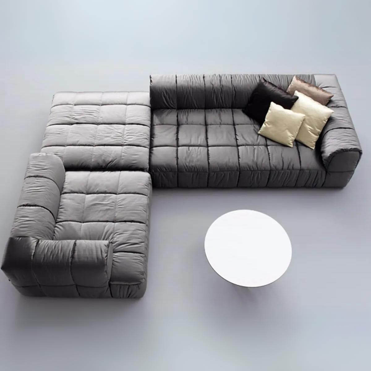 Elegant white cotton linen sofa from Chromacraze collection with minimalist silhouette