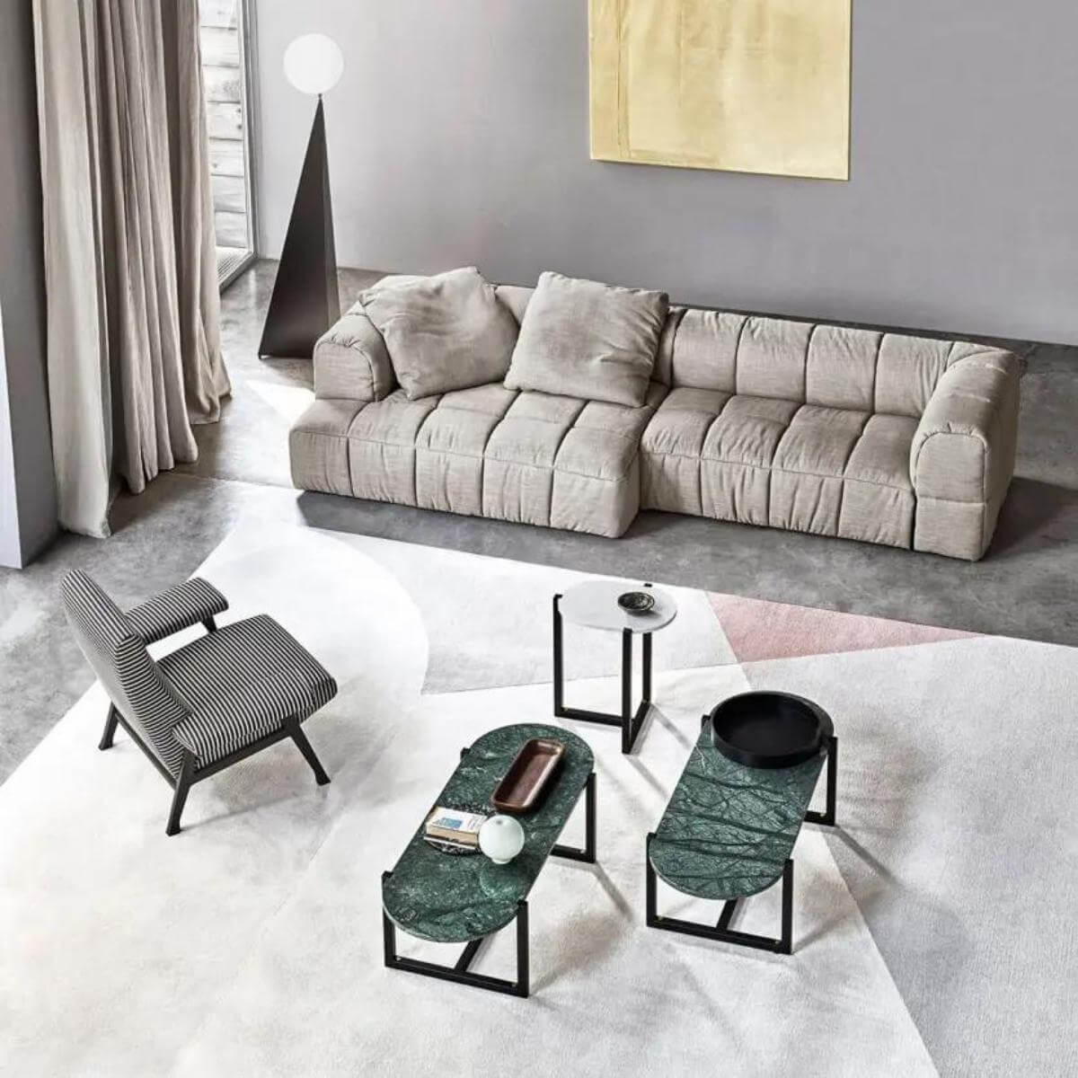 Custom Chromacraze cotton linen sofa in white, angled side view showcasing modern design