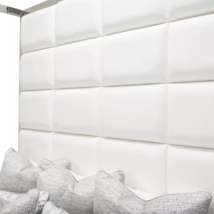 Close-up detail of Classic Comfort canopy velvet bed highlighting plush velvet fabric and craftsmanship