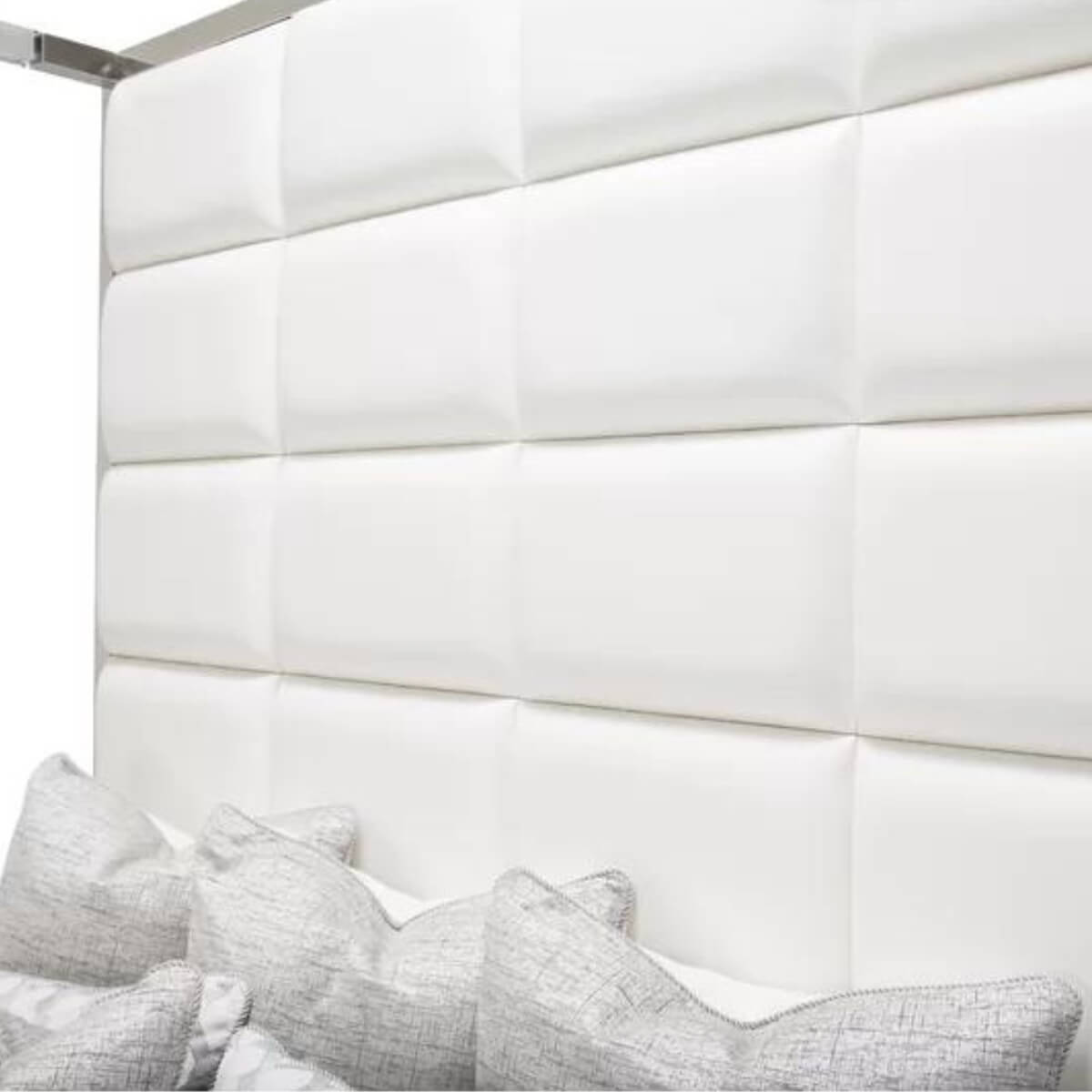 Close-up detail of Classic Comfort canopy velvet bed highlighting plush velvet fabric and craftsmanship