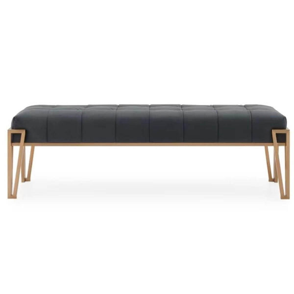 Front-side view of Custom Comfort Cove velvet bedroom bench – plush velvet upholstery with elegant design and sturdy frame for cozy bedroom seating