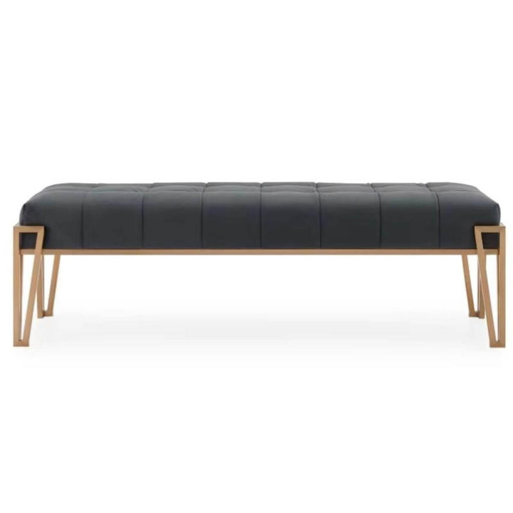Front-side view of Custom Comfort Cove velvet bedroom bench – plush velvet upholstery with elegant design and sturdy frame for cozy bedroom seating