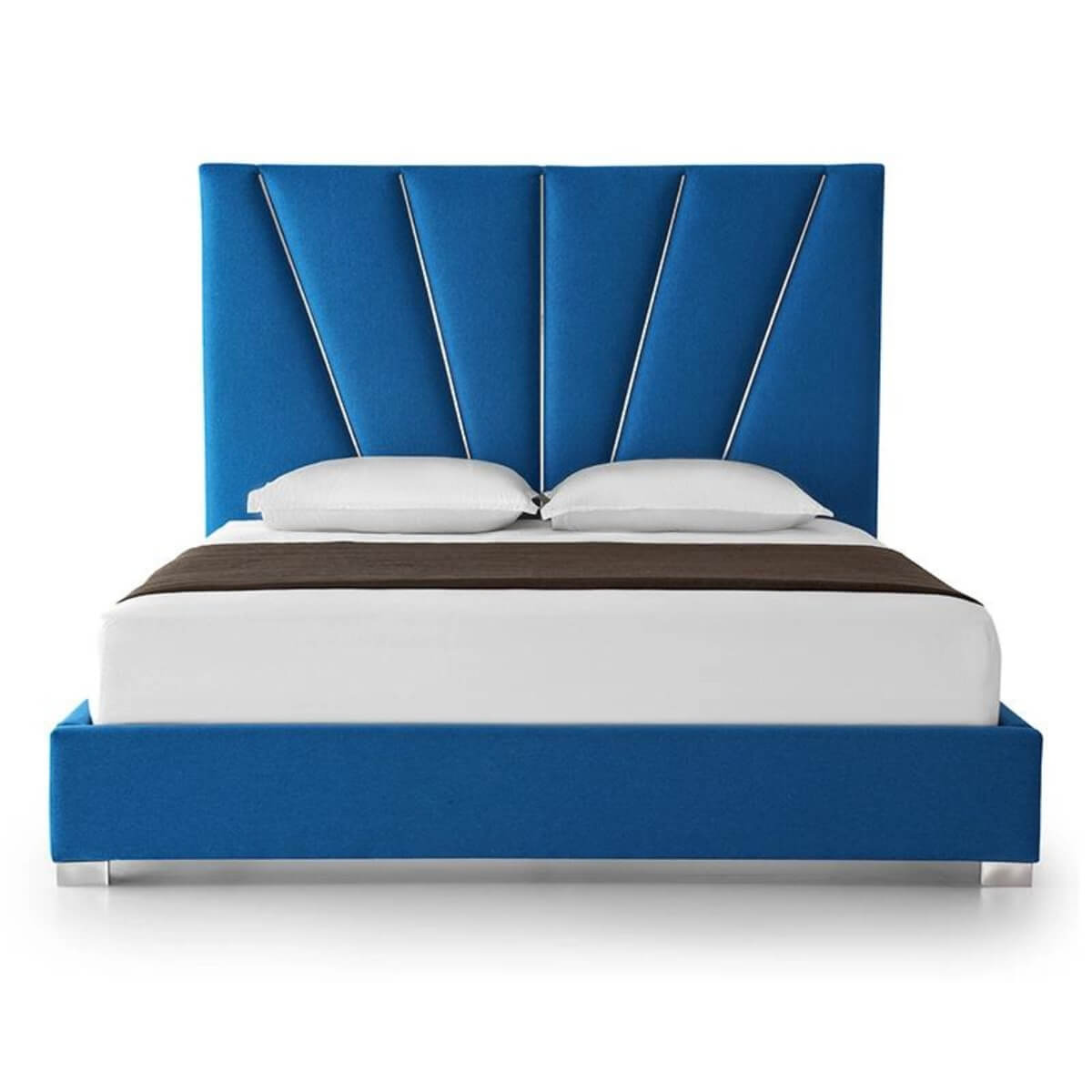 Front view of custom Cosmocushion comfortable cotton linen KB44 1.8M bed featuring soft fabric upholstery and clean modern design