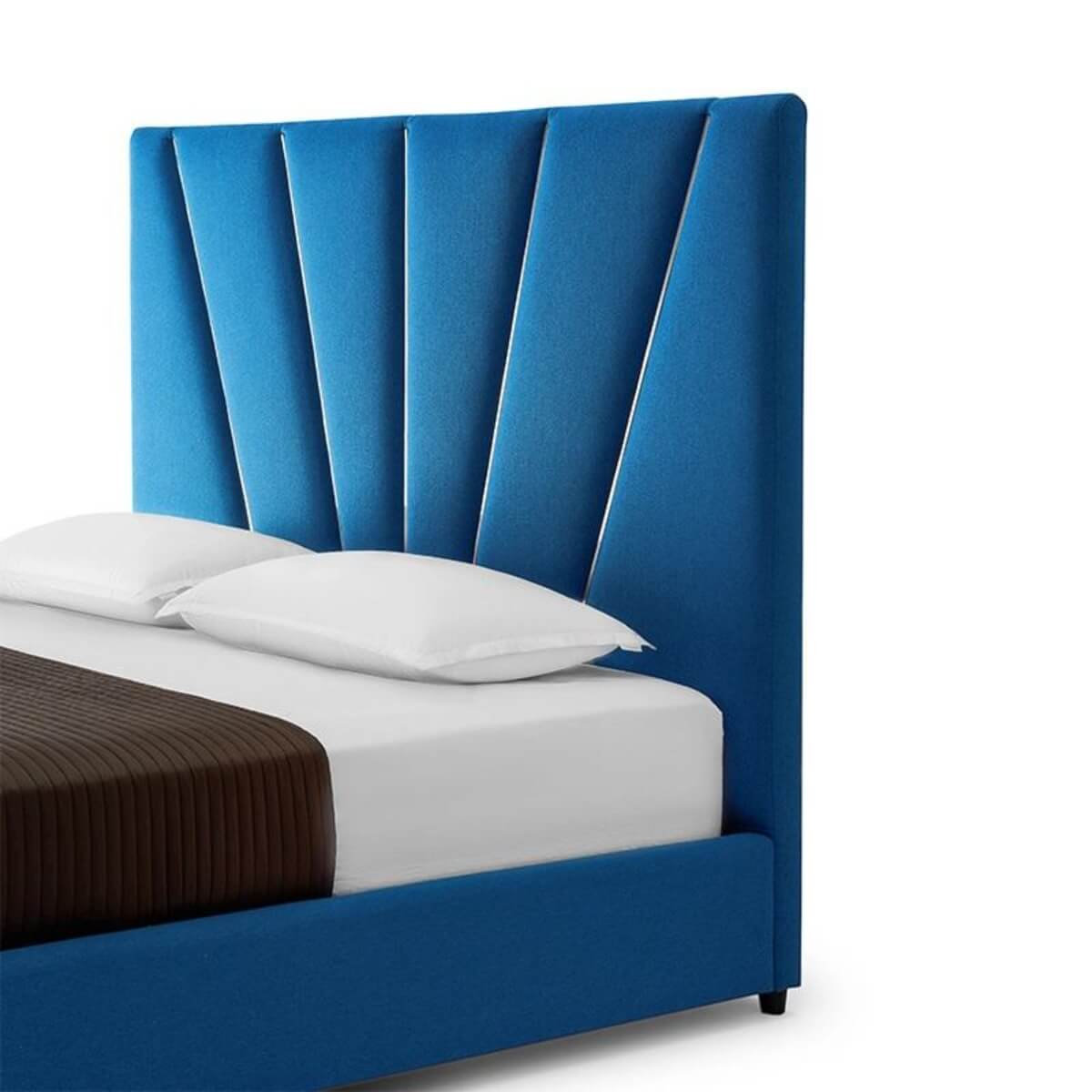 Side view of custom Cosmocushion comfortable cotton linen KB44 1.8M bed showcasing sleek frame and breathable fabric upholstery
