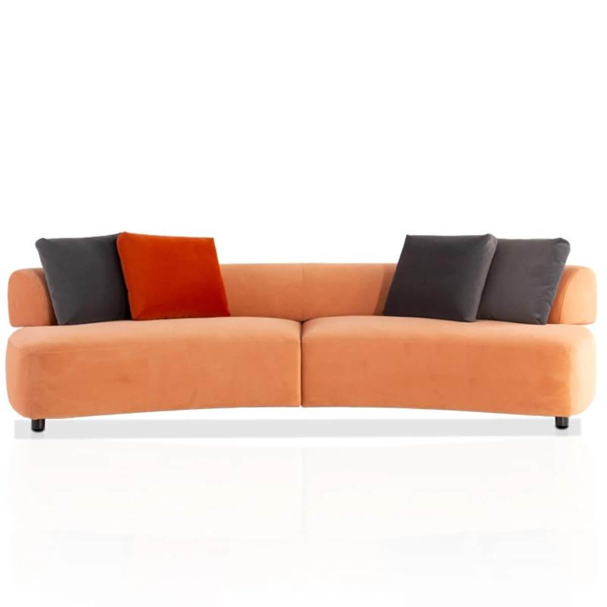 Front view of Custom Couch Couture sofa with cotton-linen upholstery – elegant modern design featuring plush cushions and clean lines