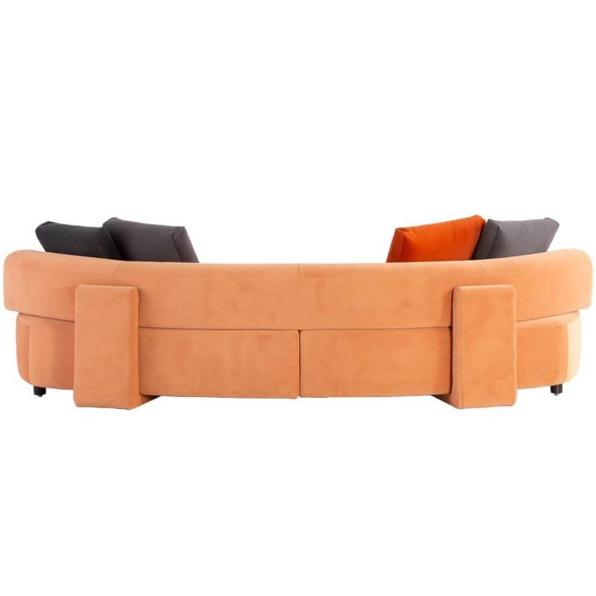 Back view of Custom Couch Couture sofa with cotton-linen upholstery – sleek design showcasing smooth fabric and refined craftsmanship