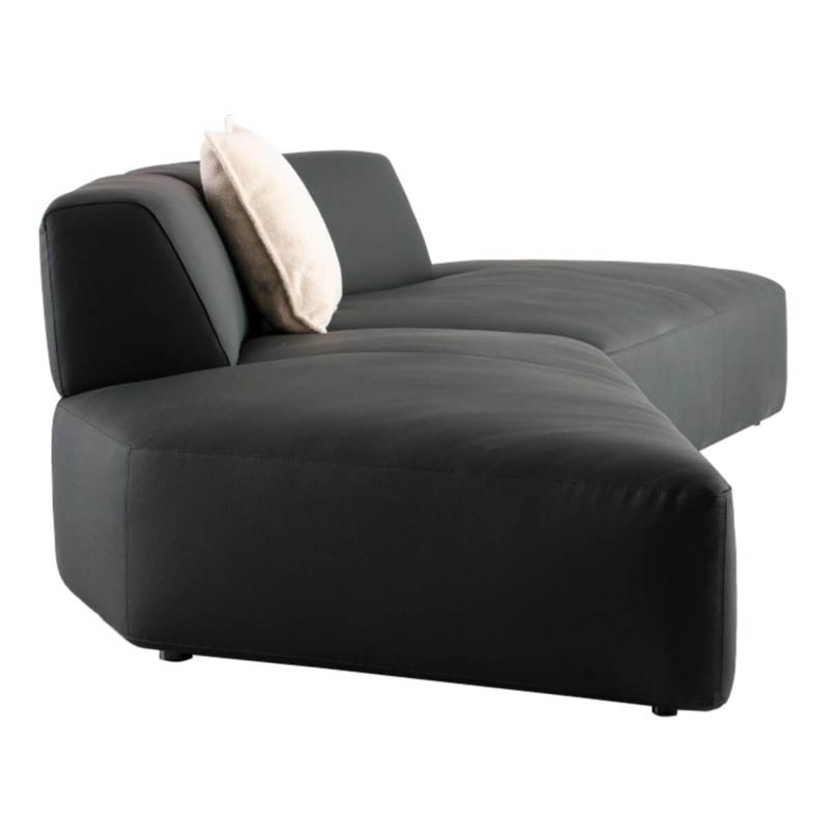 Side view of Custom Couch Couture sofa with cotton-linen upholstery – elegant design featuring plush cushions and clean, modern lines