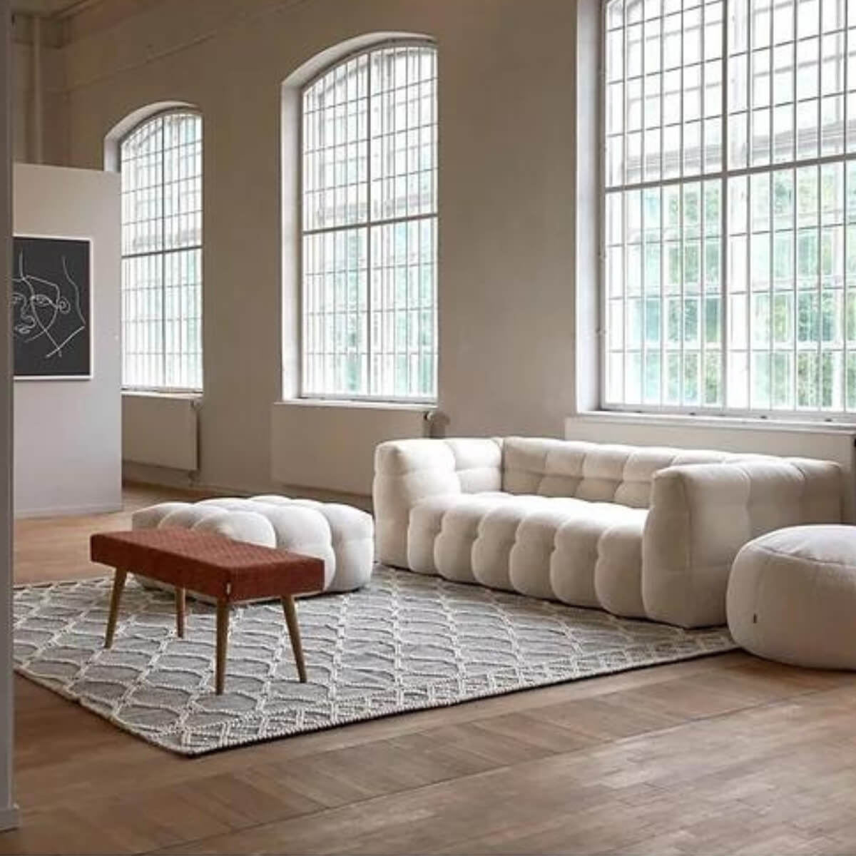 Custom cushion canvas modern teddy sofa – stylish design with soft teddy upholstery and modular comfort for contemporary living spaces