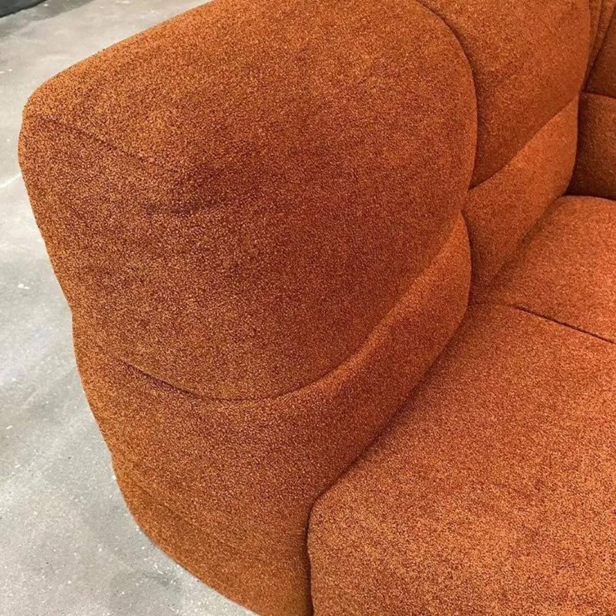 Close-up detail of custom cushion canvas modern teddy sofa – highlighting soft teddy fabric texture and fine stitching craftsmanship