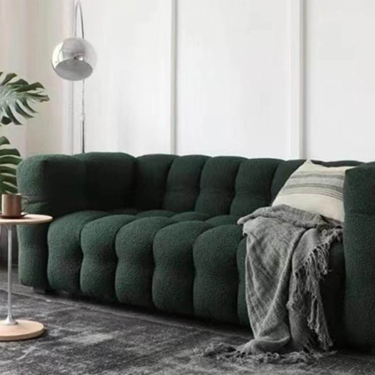 Custom cushion canvas modern teddy sofa – sleek design with plush cushions and soft teddy upholstery for cozy seating