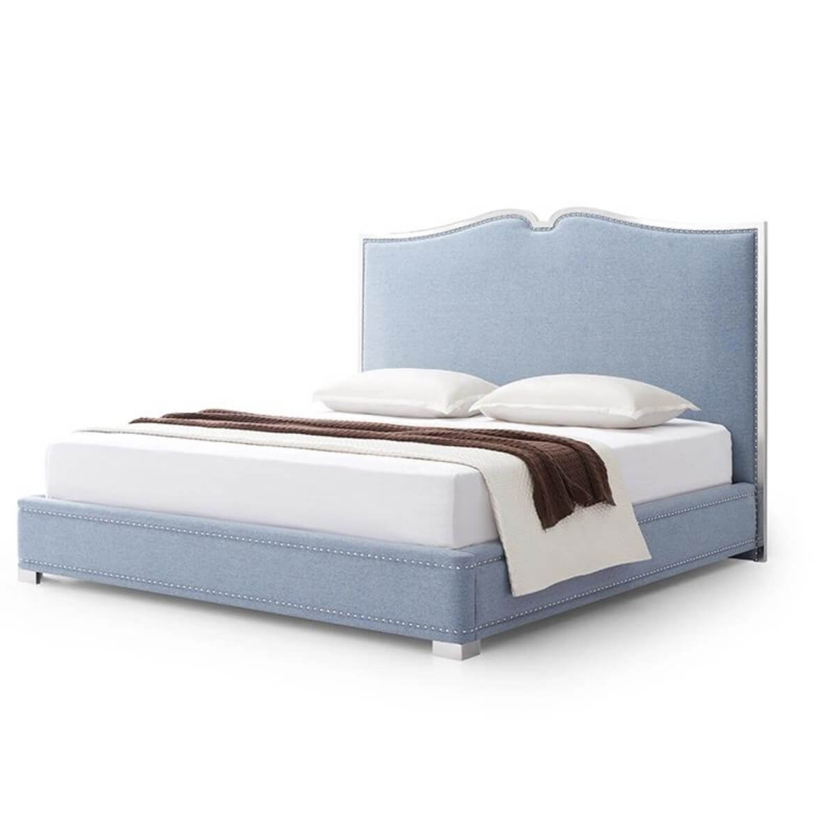 Side view of custom Dream Dwell velvet KB34 1.8M bed featuring plush velvet upholstery and modern design