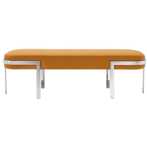 Custom Dreamland velvet bedroom bench with tufted seat and gold metal legs, perfect for modern luxury interiors