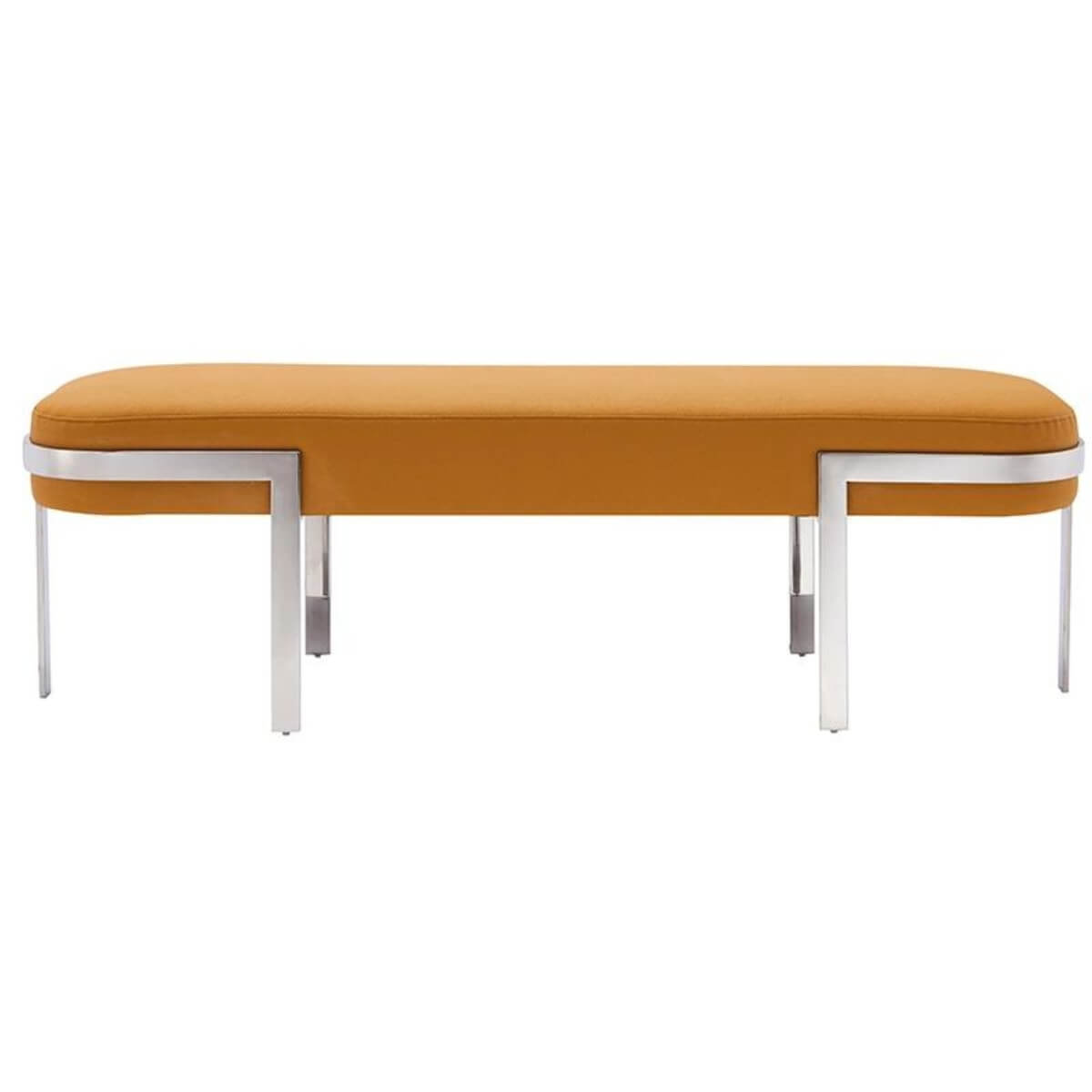 Custom Dreamland velvet bedroom bench with tufted seat and gold metal legs, perfect for modern luxury interiors