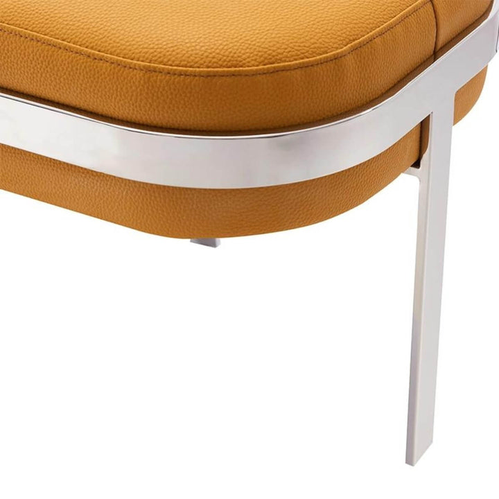 Custom Dreamland velvet bedroom bench with round cushioned surface and sturdy metal stand, perfect for modern luxury interiors