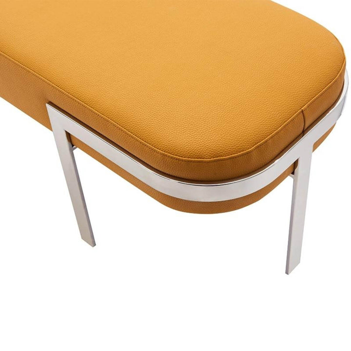 Top view of custom Dreamland velvet bedroom bench showcasing smooth plush upholstery and sleek rectangular shape