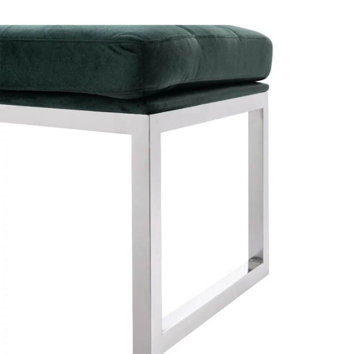 Right side view of Custom Elegant Elysium velvet bench – featuring luxurious velvet upholstery and sleek modern frame for sophisticated living spaces