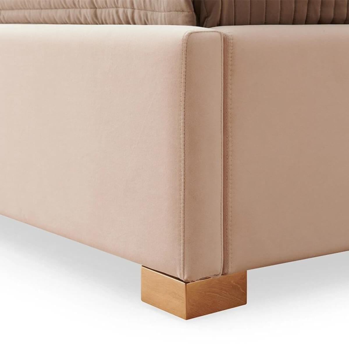 KB37 1.8M bed with square-shaped corner, velvet finish, and side stand for modern bedroom decor