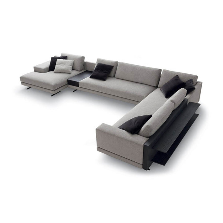 Custom Elysian Elegance sofa upholstered in cotton linen fabric with modern minimalist design