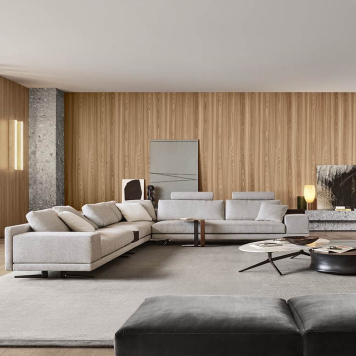 Modern Elysian Elegance sofa with breathable cotton linen upholstery in stylish living room