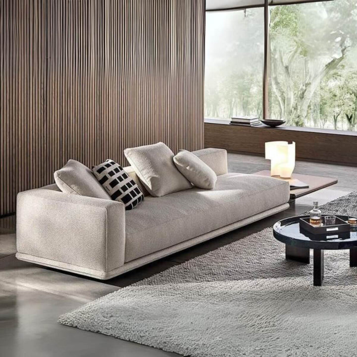 Close-up view of cotton fabric and craftsmanship on Elysium Empire 3-seater sofa