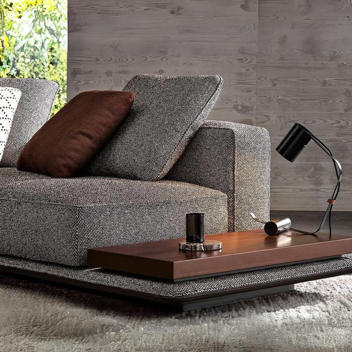 Right-side detailed view of custom Elysium Empire 3-seater sofa with cotton upholstery