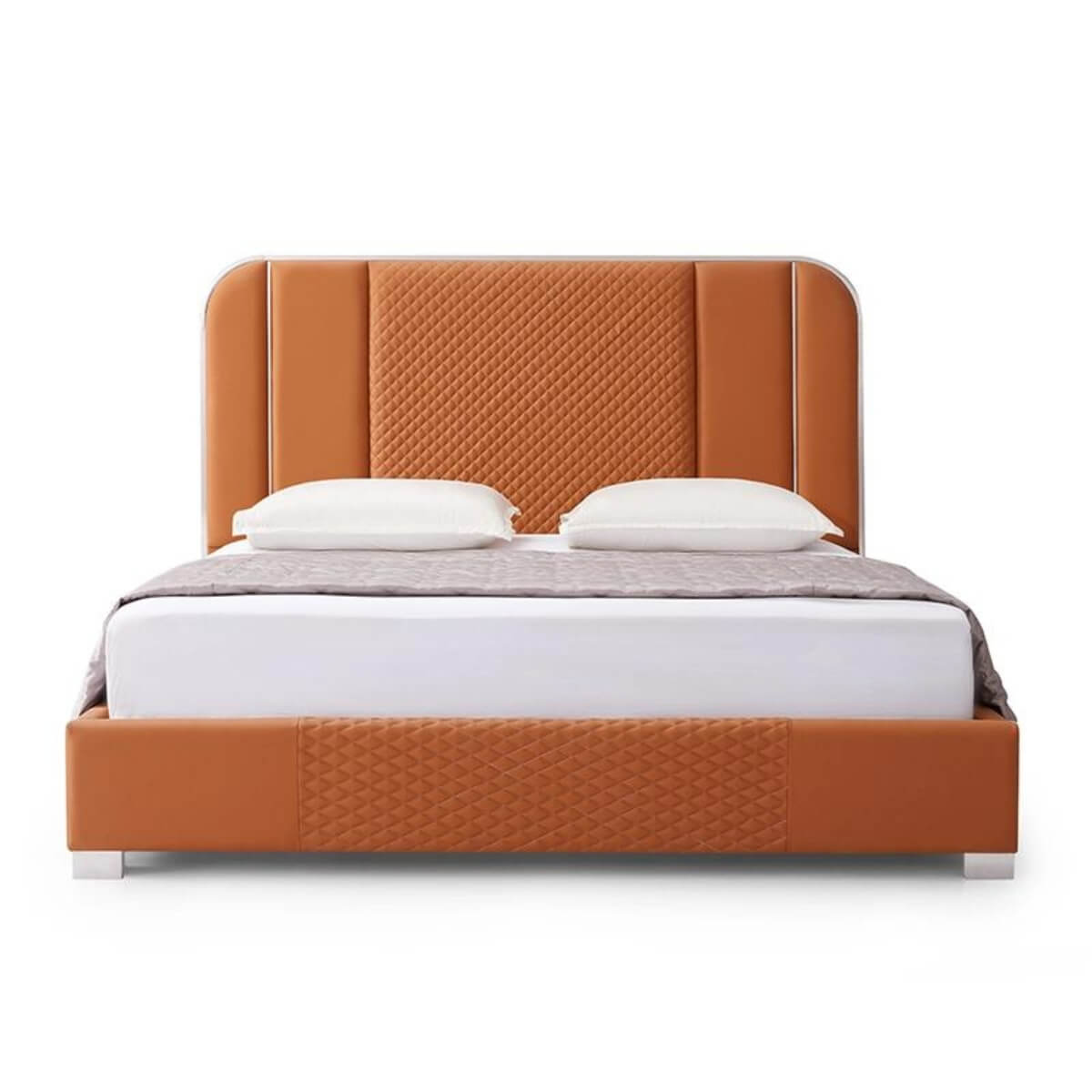 Side view of custom Enchanted Haven cotton linen KB32 1.8M bed showcasing breathable fabric and sleek frame