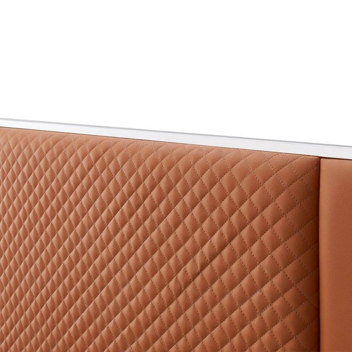 Close-up of custom Enchanted Haven cotton linen KB32 1.8M bed headboard showing fabric texture and stitching